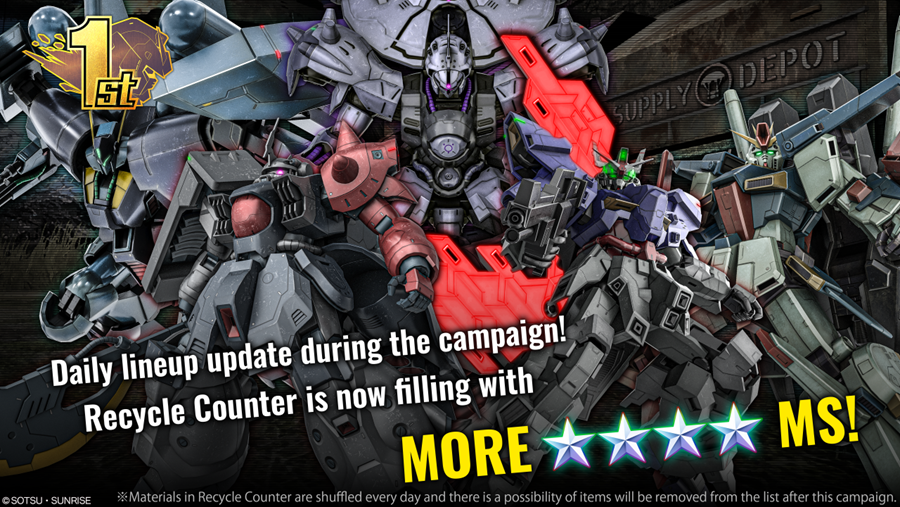 Mobile Suit Gundam Battle Operation 2 Celebrates 1st Anniversary with Massive Campaign! Recycling Window